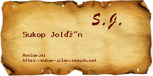 Sukop Jolán névjegykártya